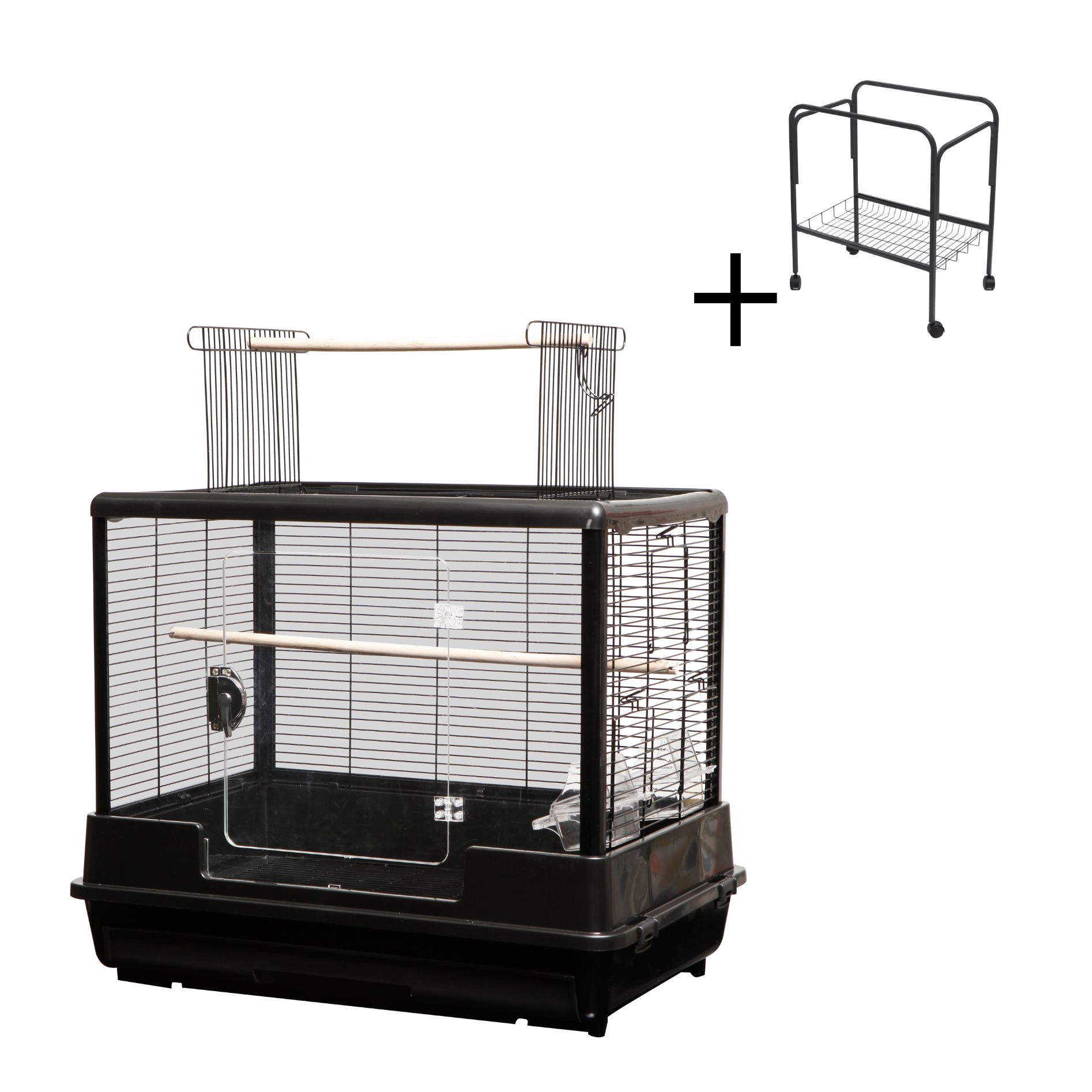 Vogelkooi Palazzo L Zwart met Standaard